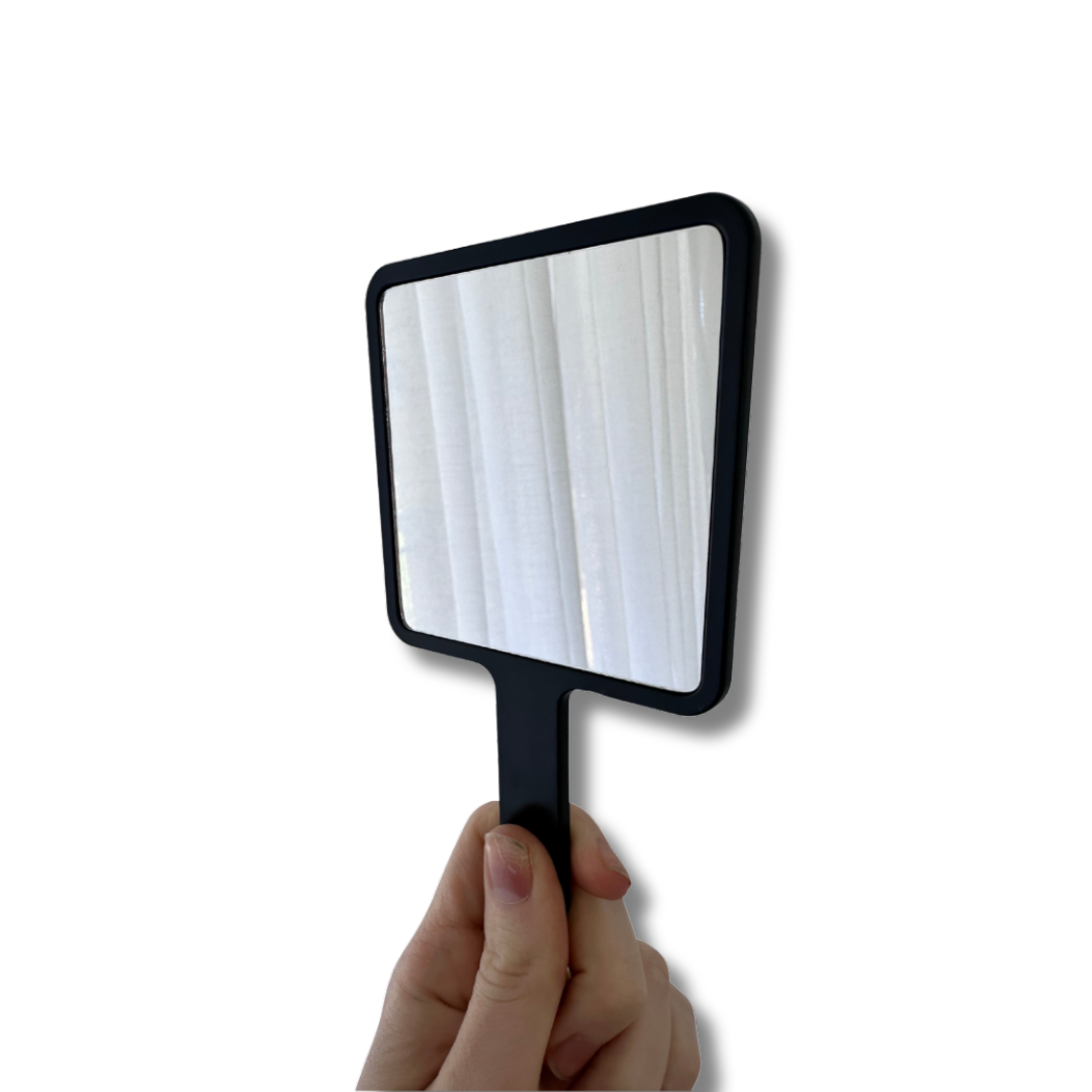 SQUARE HANDHELD MIRROR - BLACK