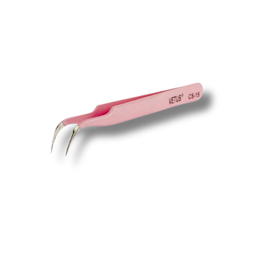 VETUS CS-15 CURVED TWEEZER - PINK STAINLESS STEEL