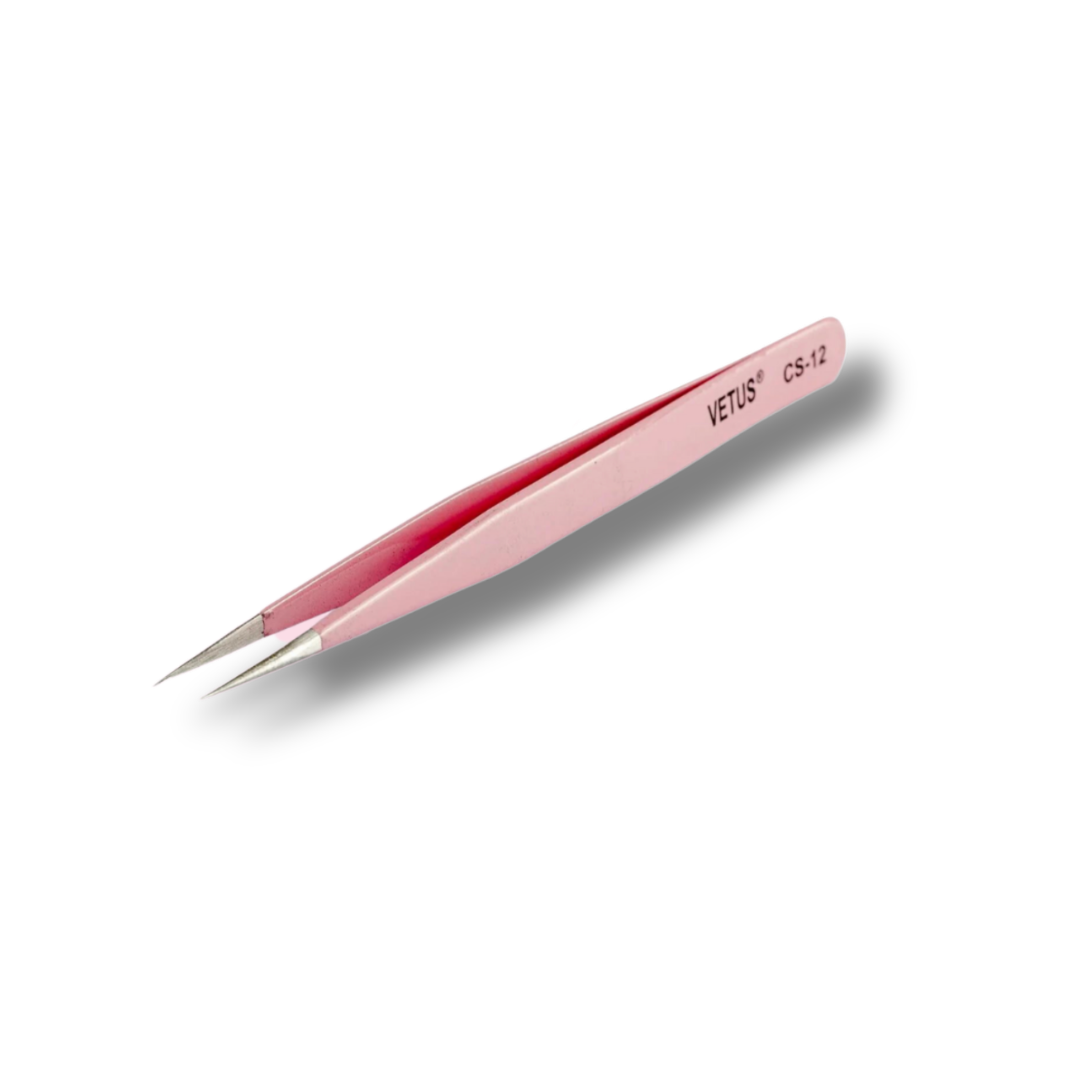 VETUS CS-12 STRAIGHT TWEEZER - PINK STAINLESS STEEL